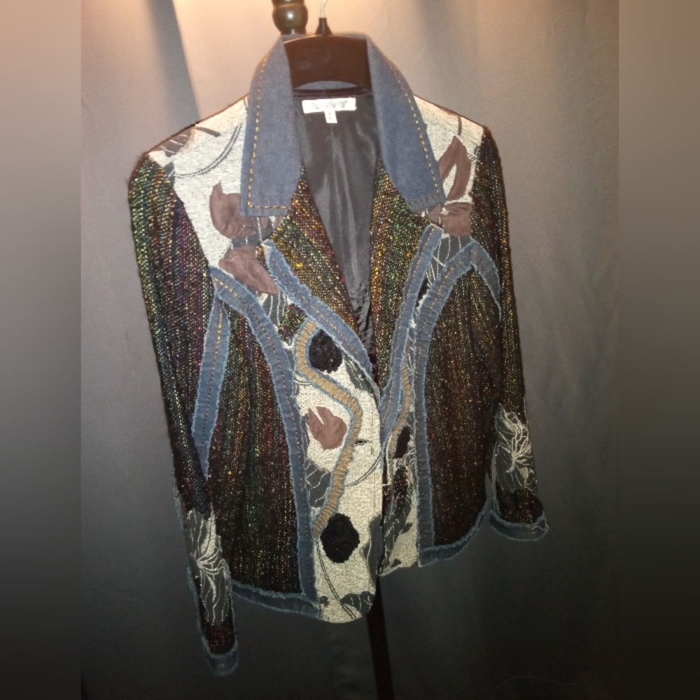 Denim, Tweed and Floral Blazer Size (Med)